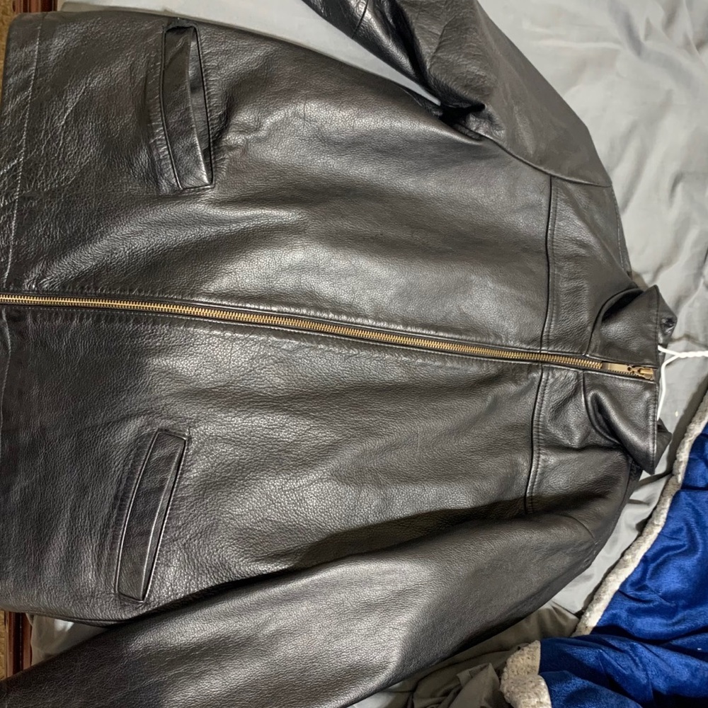Copper key leather jacket